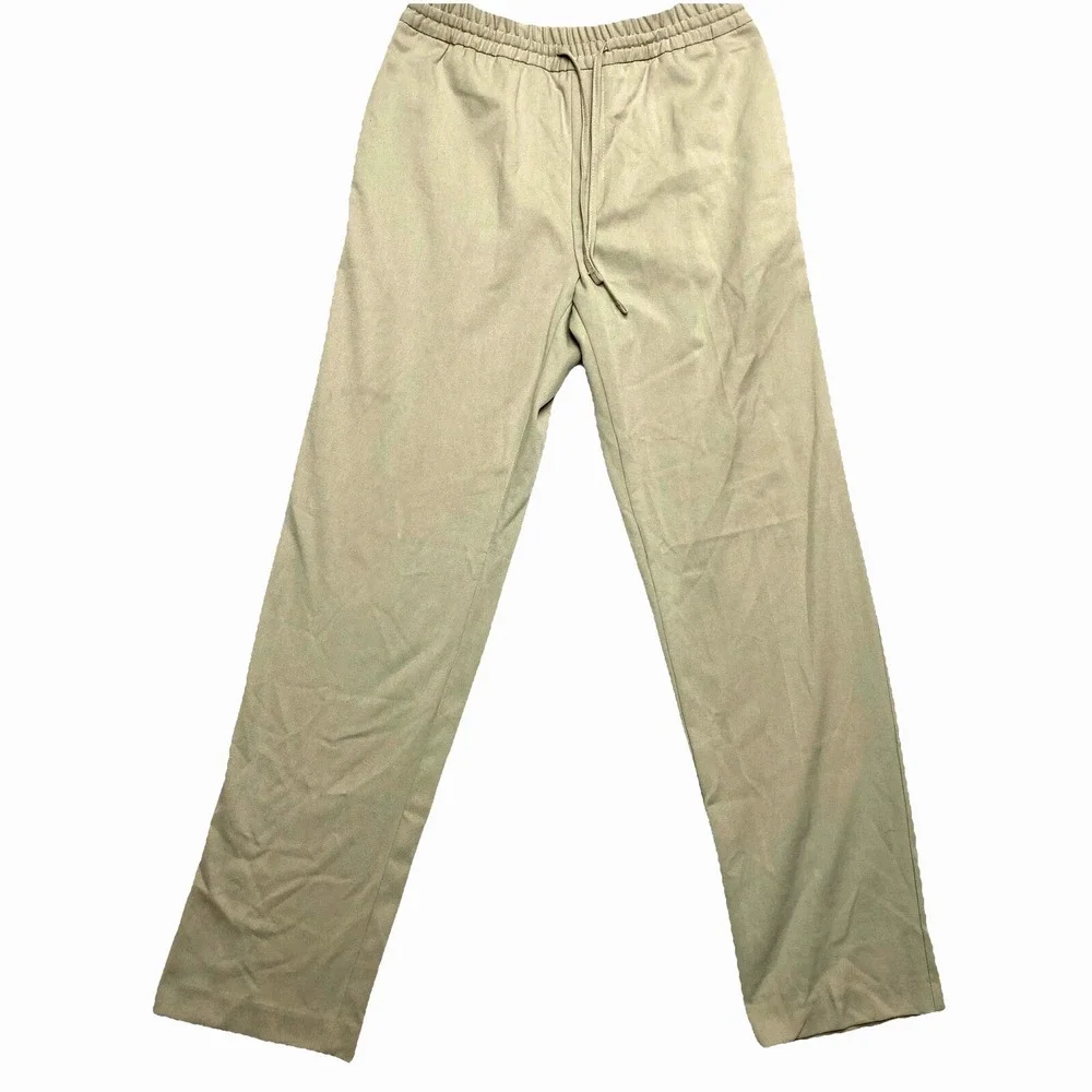 Zara Pants Small Tan Twill Drawstring Waist Jogger